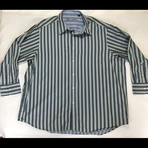 Robert Graham Men LS Blue Green Shirt Striped 4xlb